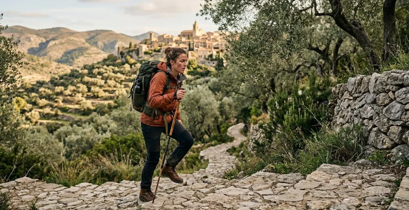Sentier de randonnée menant au village perché de Peillon avec vue sur la vallée