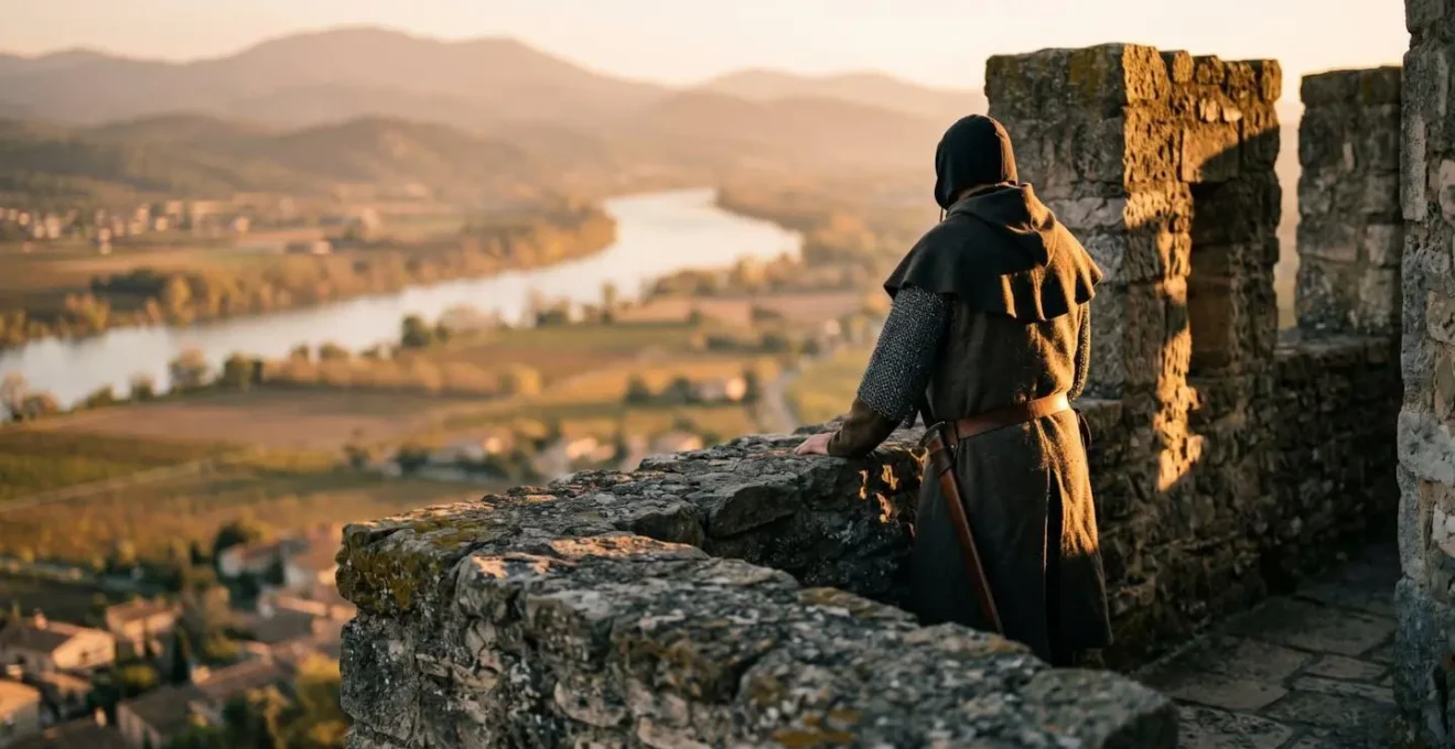 Vue depuis le chemin de ronde des remparts d'Avignon avec perspective sur la vallée du Rhône