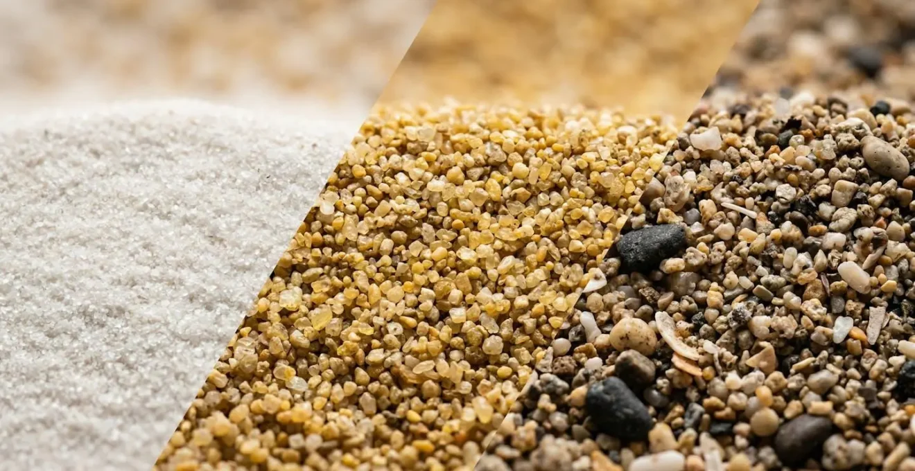 Comparaison macro de différentes textures de sable des plages du Lavandou