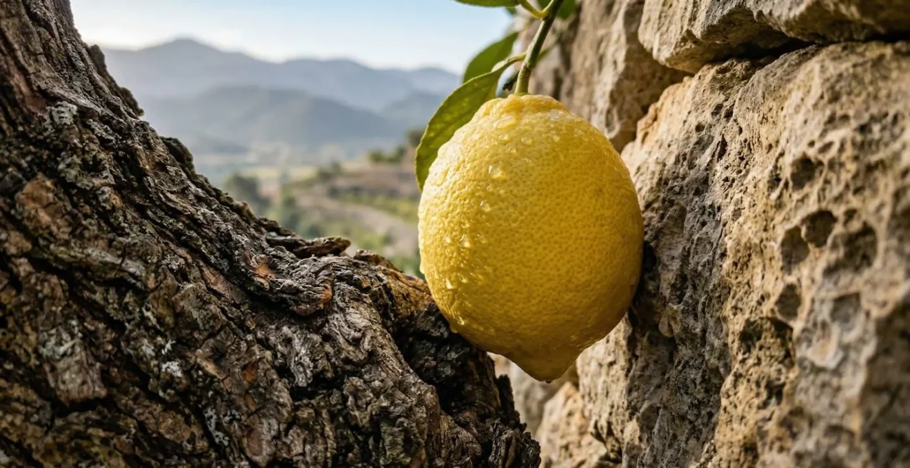 Terrasses agricoles protégées par les montagnes avec citronniers à Menton